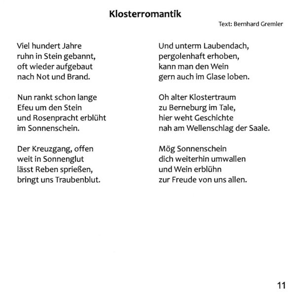 CD Weinverein Text 'Klosterromatik'